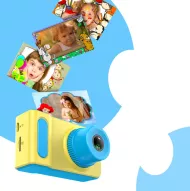 Gyermek mini fényképező kamerával - sárga-kék